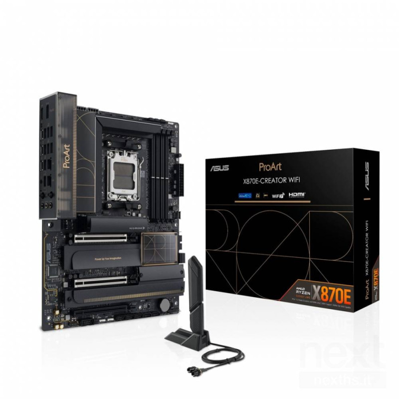 Asus ProArt X870E Creator Wi-Fi e' una scheda madre con chipset AMD X870, 4 slot di RAM DDR5 e 4 M.2.