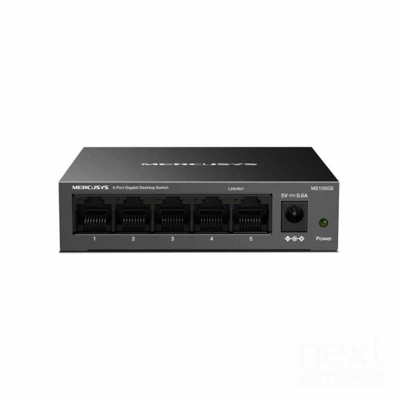 Switch Mercusys MS105GS offre b5 porte Gigabit/b, ideale per reti domestiche e uffici. Il case in metallo garantisce una miglior