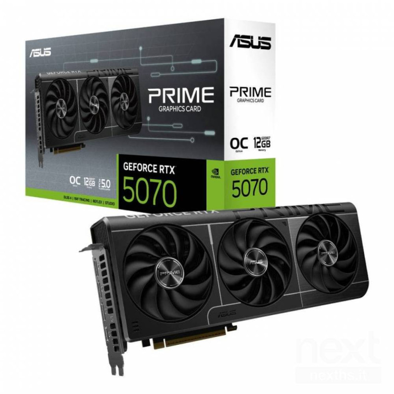 ASUS Prime GeForce RTX 5070 OC Edition offre prestazioni grafiche avanzate con b12GB GDDR7/b e barchitettura NVIDIA RTX 5070/b.