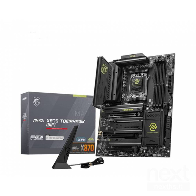 Msi Mag X870e Tomahawk Wi-Fi è una scheda madre ATX con chipset AMD X870E e Socket AM5. Offre connettività Wi-Fi 7 e LAN 5 Gigab