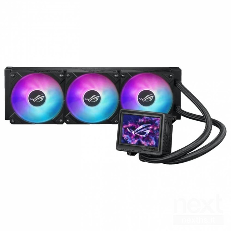 ASUS ROG Ryujin III 360 ARGB Extreme e' un sistema a liquido serie ROG con radiatore da 360mm e schermo LCD.