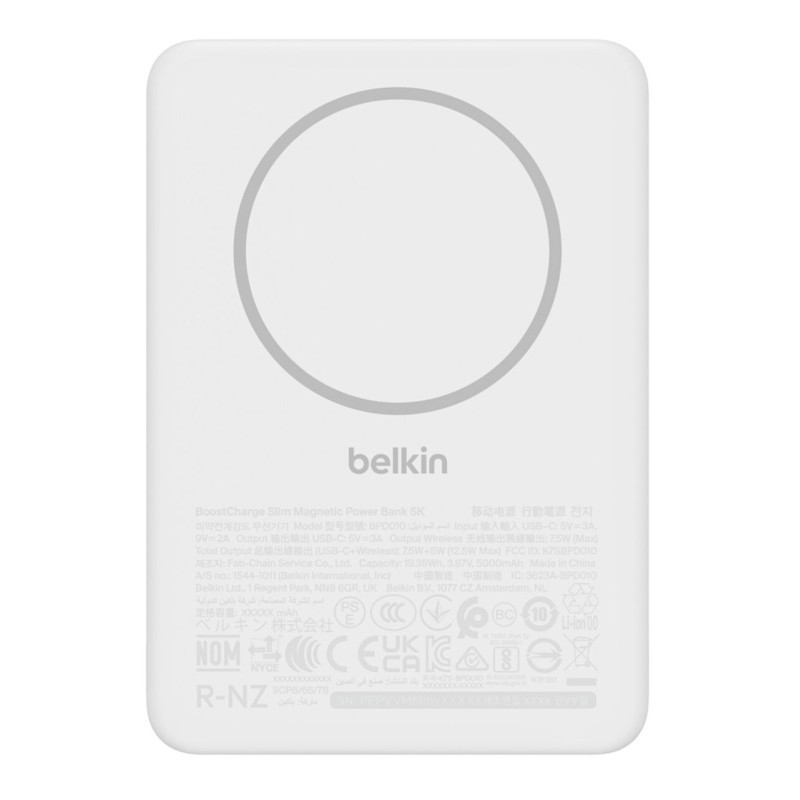 Belkin BPD010hqWH 5000 mAh Carica wireless Bianco