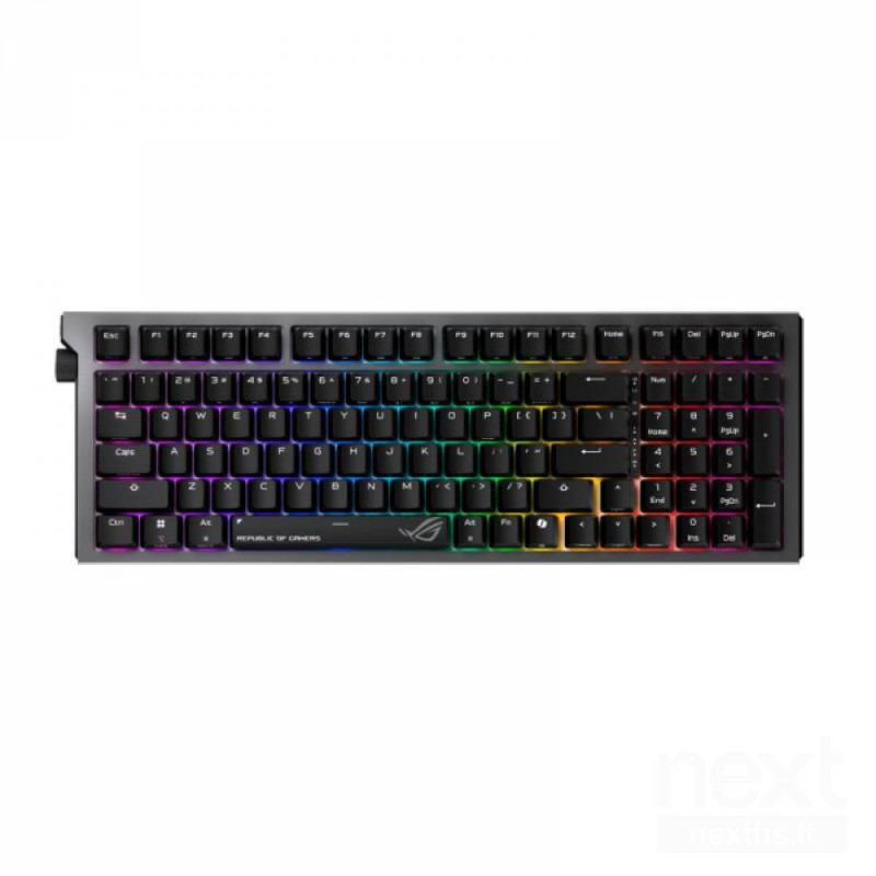 ASUS ROG Strix Morph 96 è una tastiera gaming wireless compatta con layout italiano e retroilluminazione RGB.