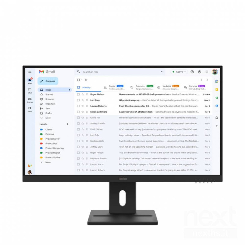 Lenovo ThinkVision E27-40 offre immagini nitide in Full HD su un ampio schermo da 27". Ideale per ufficio e casa, con btecnologi