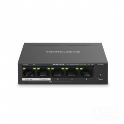 Mercusys MS105GP offre 5 porte Gigabit Ethernet e 4 porte bPoE+/b per connessioni di rete ad alta velocità. Supporta modalità Ex