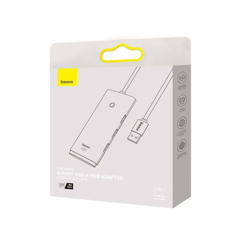 Baseus HUB Lite Series adapter (USB-A to 4xUSB-A 3.0 5Gb/s) Black Hub USB