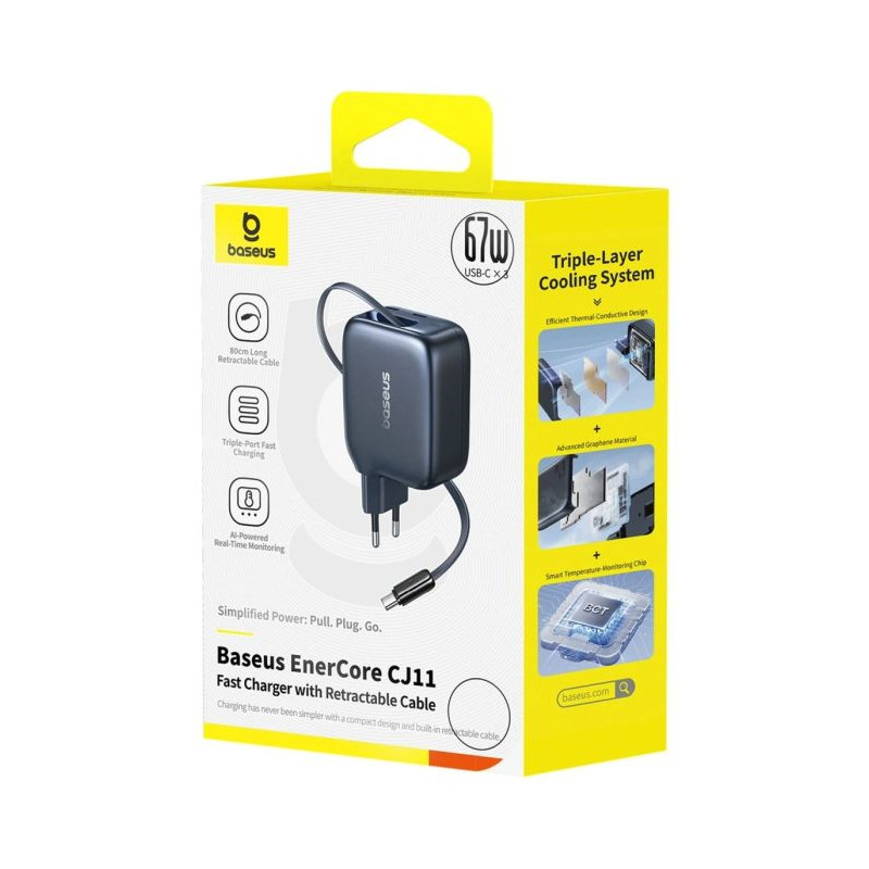 Baseus Travel Charger EnerCore CJ11 Wall Charger C+C+U Case PC