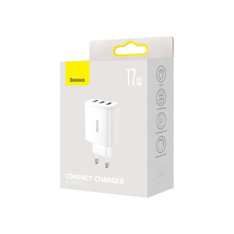 Baseus Travel Charger Compact wall Charger U+U+U Case PC