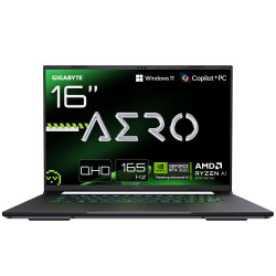 GIGABYTE AERO X16 Laptop da Gaming - Copilot+ PC, 16", 165Hz WQXGA, Ryzen AI 7 350, GPU RTX 5060, 16GB DDR5, SSD Gen4 da 1TB,