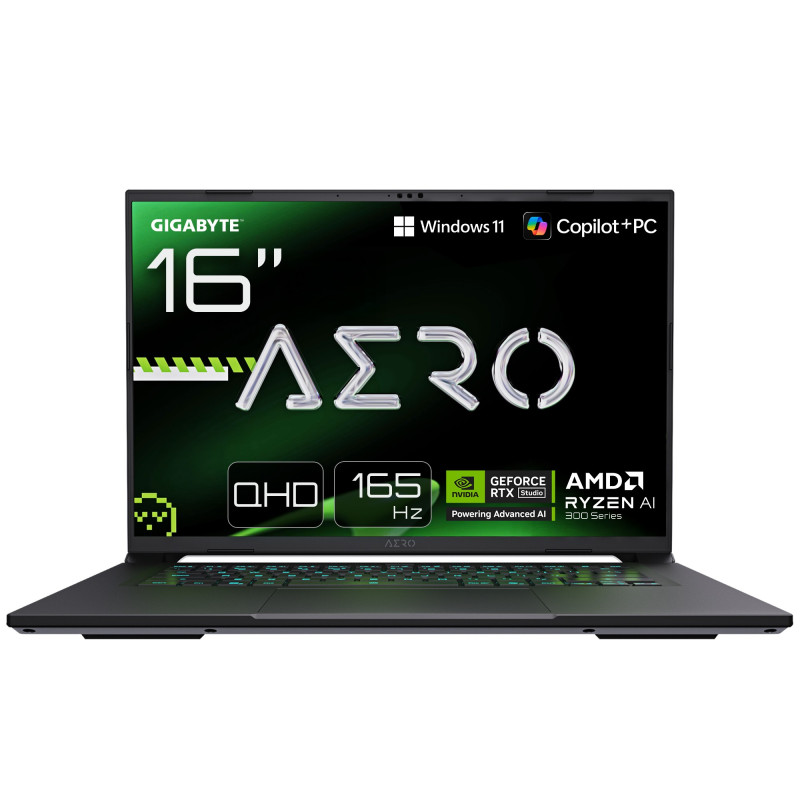 GIGABYTE AERO X16 Laptop da Gaming - Copilot+ PC, 16", 165Hz WQXGA, Ryzen AI 7 350, GPU RTX 5060, 16GB DDR5, SSD Gen4 da 1TB,