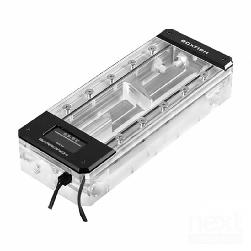 Barrow FBRE1-200Y Boxfish Tanica RGB con Sensore Temperatura 8*G1/4F Nero